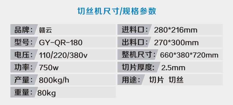 贛州贛云180型切肉機(不銹鋼)純銅電機，肉制品加工切片切絲設(shè)備生產(chǎn)廠家(圖3)